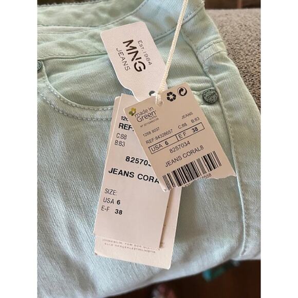 MNG Mango Mint Green Skinny Jeans with Gold Sequin Pockets – Size US 6  NWT - Picture 6 of 9